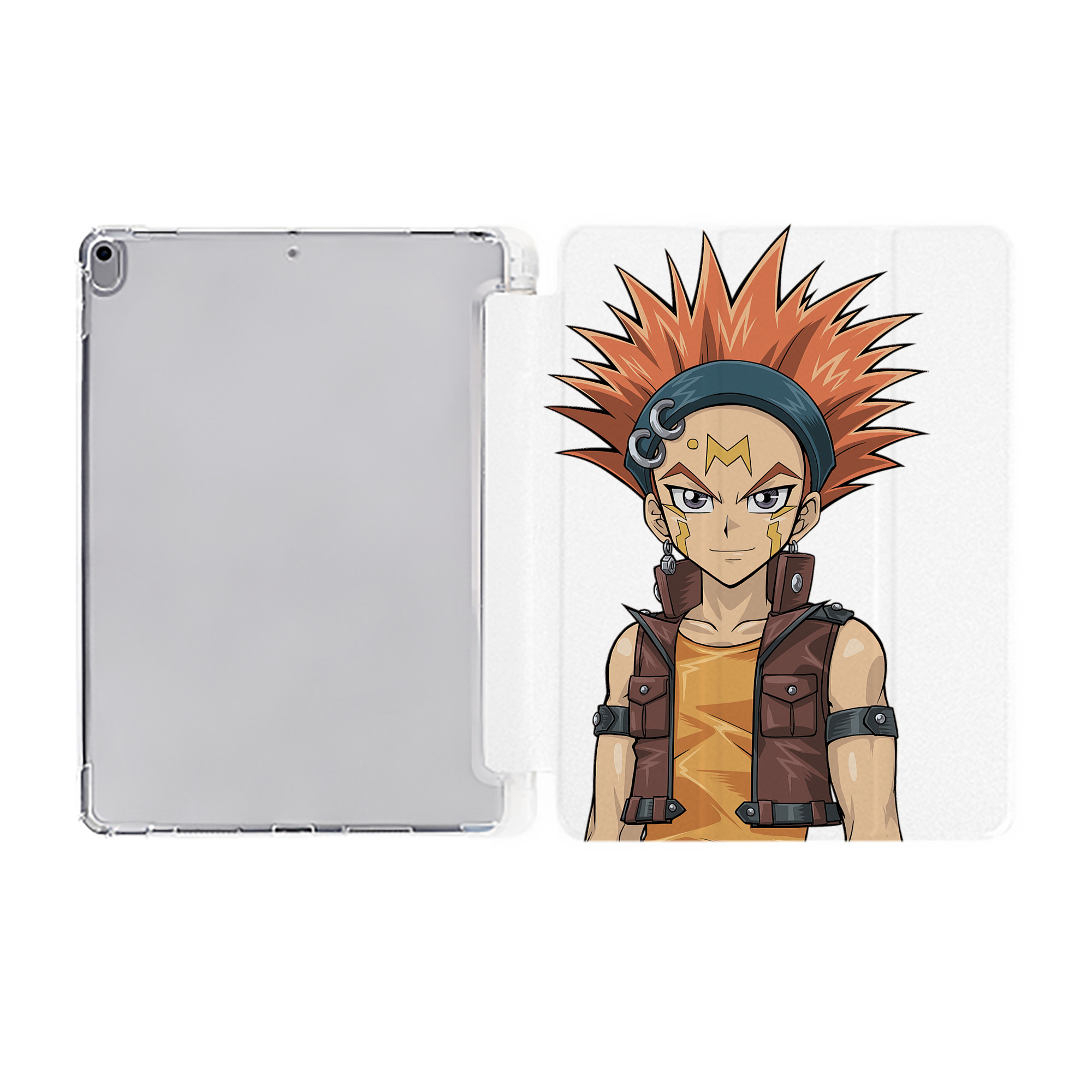 （画像用） 遊☆戯☆王 Yu-Gi-Oh! IPad ケース ペン収納付き 三つ折りスタンド PUレザー×シリコン 対応機種9.5/10.5/10.9インチ